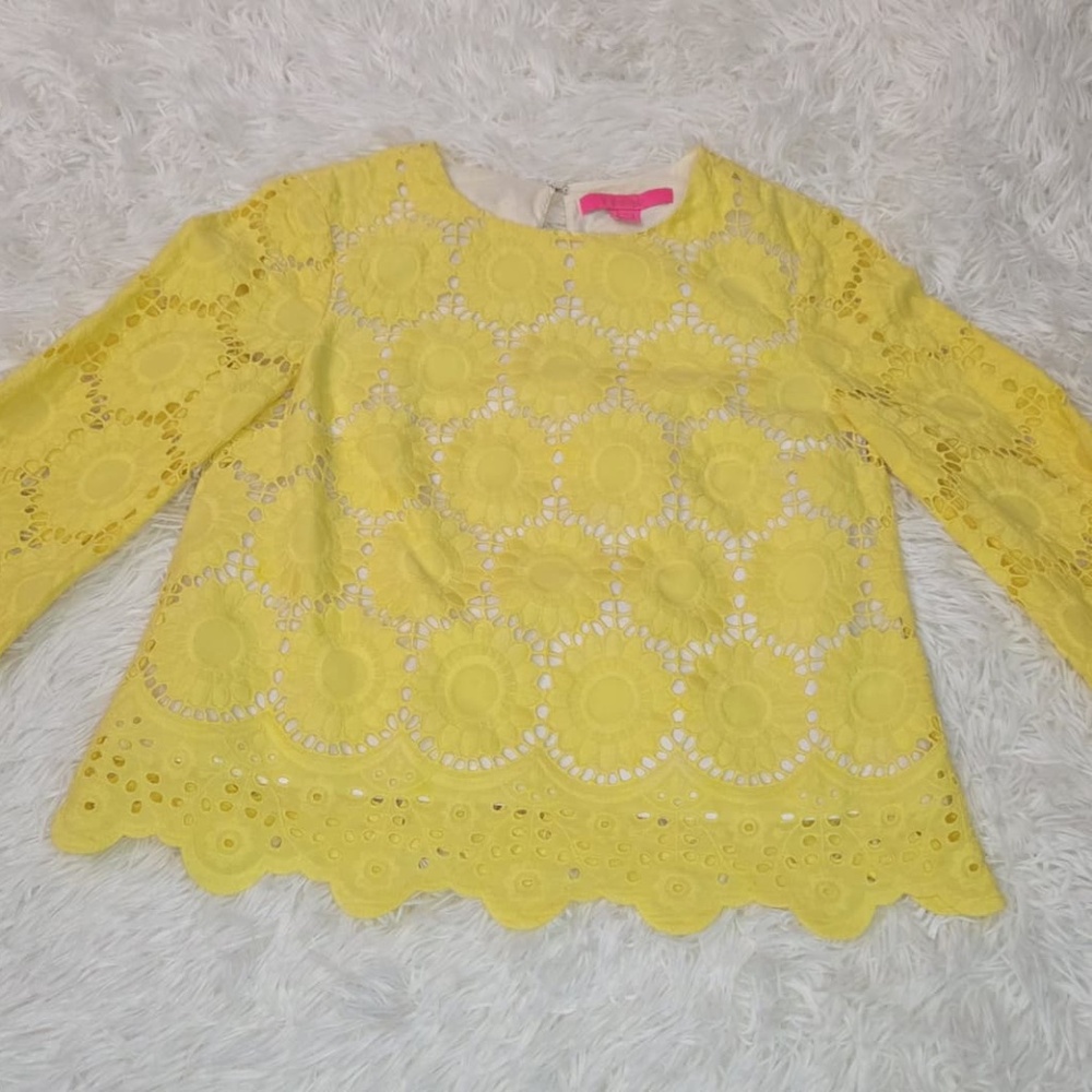 Lilly Pulitzer Eyelet Mariella Top with 3/4 Sleeves